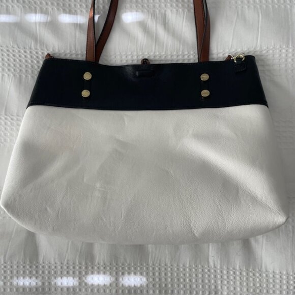 Calvin Klein Extra Large Reversible Tote - Black and White with Brown trim - EUC - Picture 8 of 9